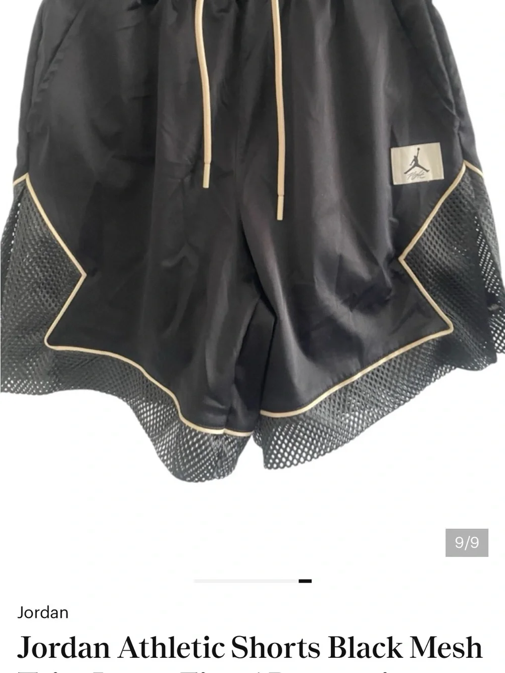 Jordan Athletic Shorts Black Mesh Trim Loose Fitted Drawstring Men's Size XS